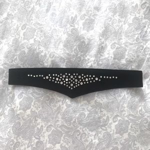 Vintage Black Belt With Silver Rhinestones XS
